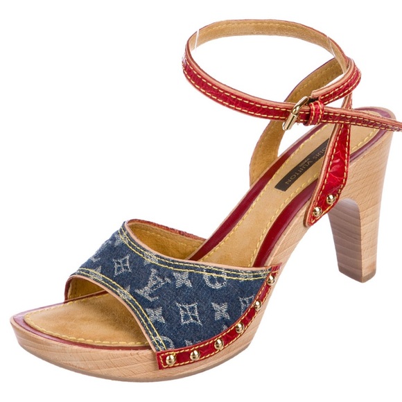 Louis Vuitton Women's Denim Sandals sz 39.5 - Picture 2 of 11